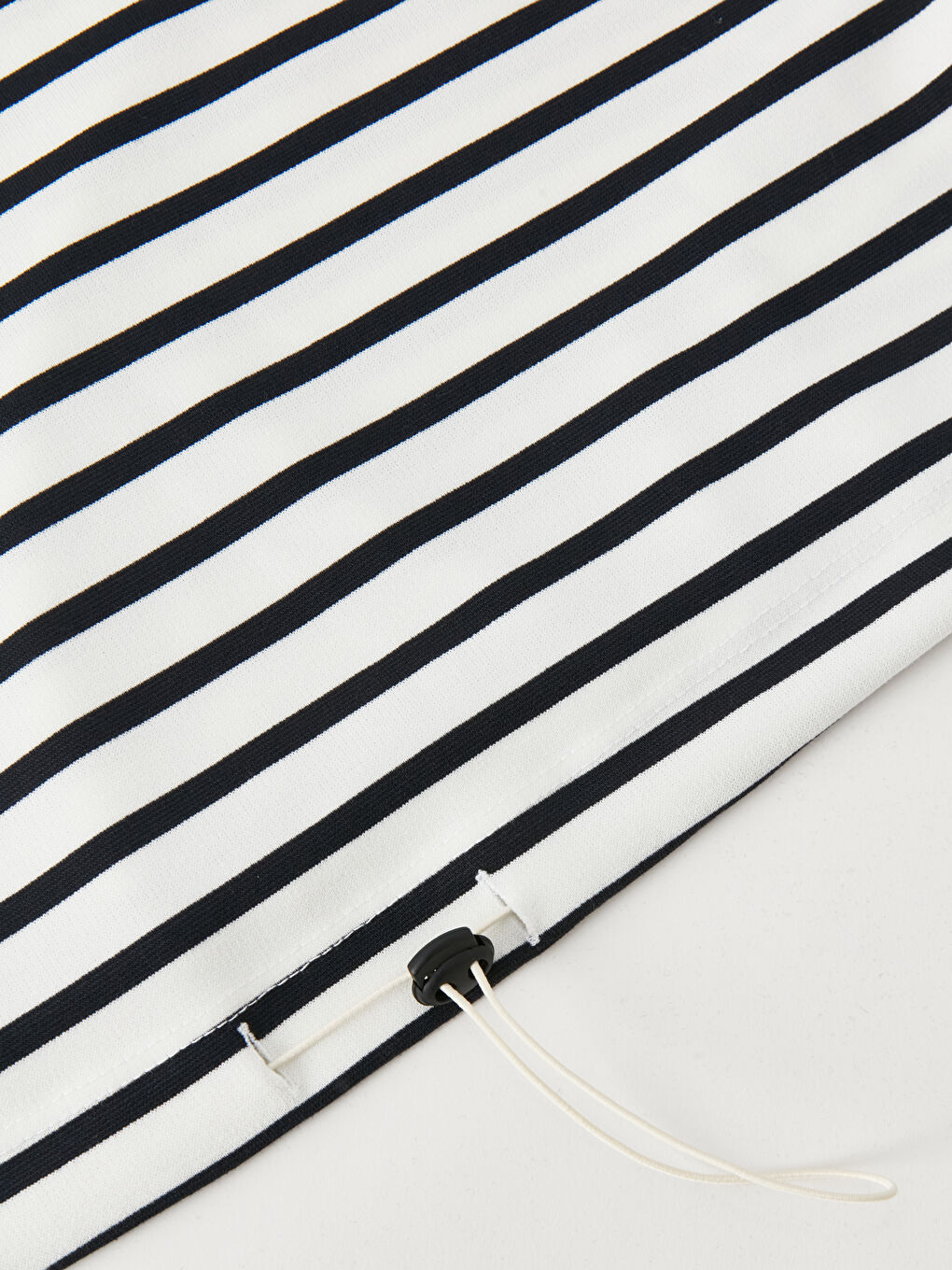 Lacivert Bisiklet Yaka Çizgili Uzun Kollu Crop Kadın Sweatshirt-9