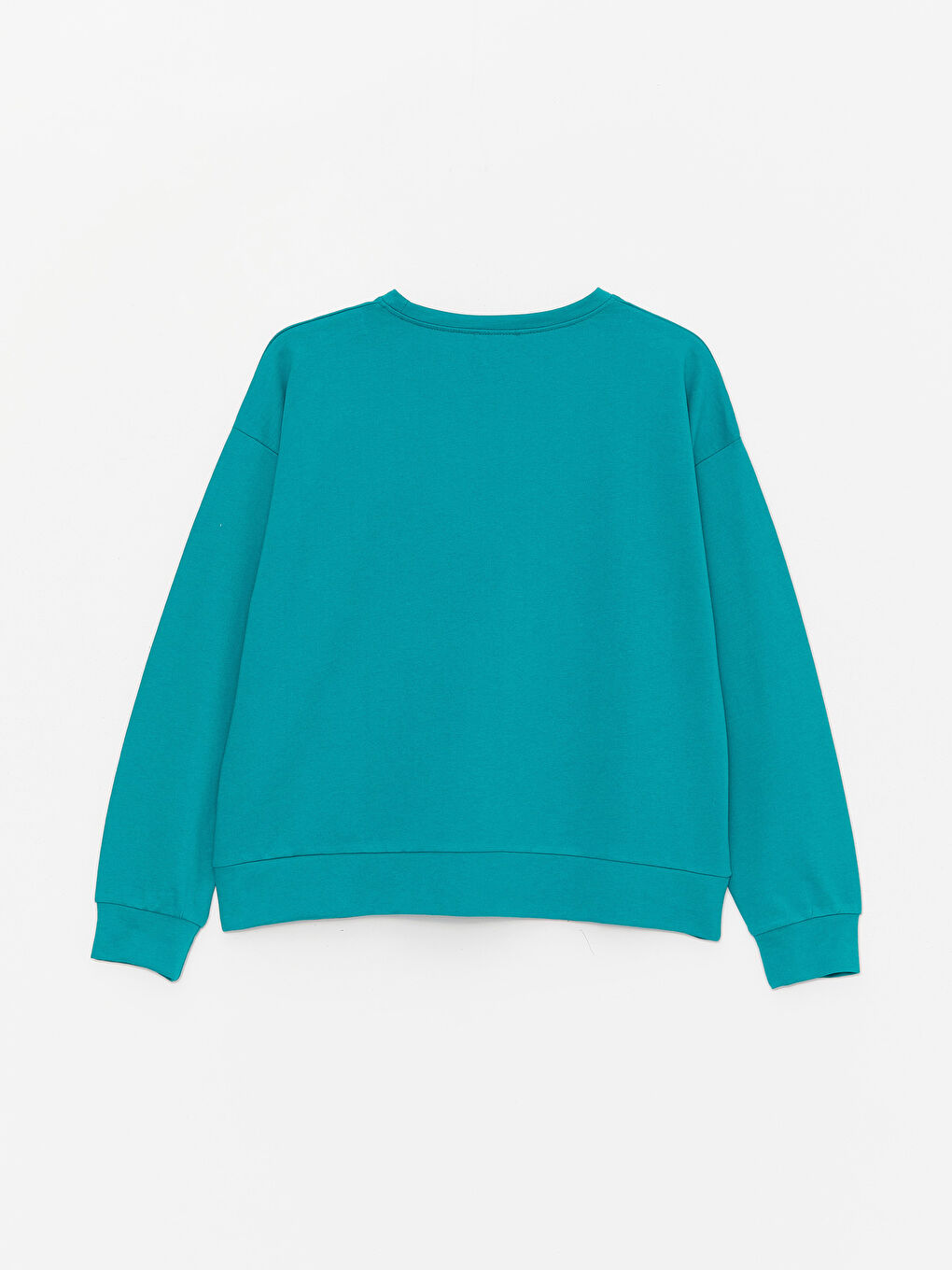 Petrol Bisiklet Yaka Baskılı Uzun Kollu Oversize Kadın Sweatshirt-6