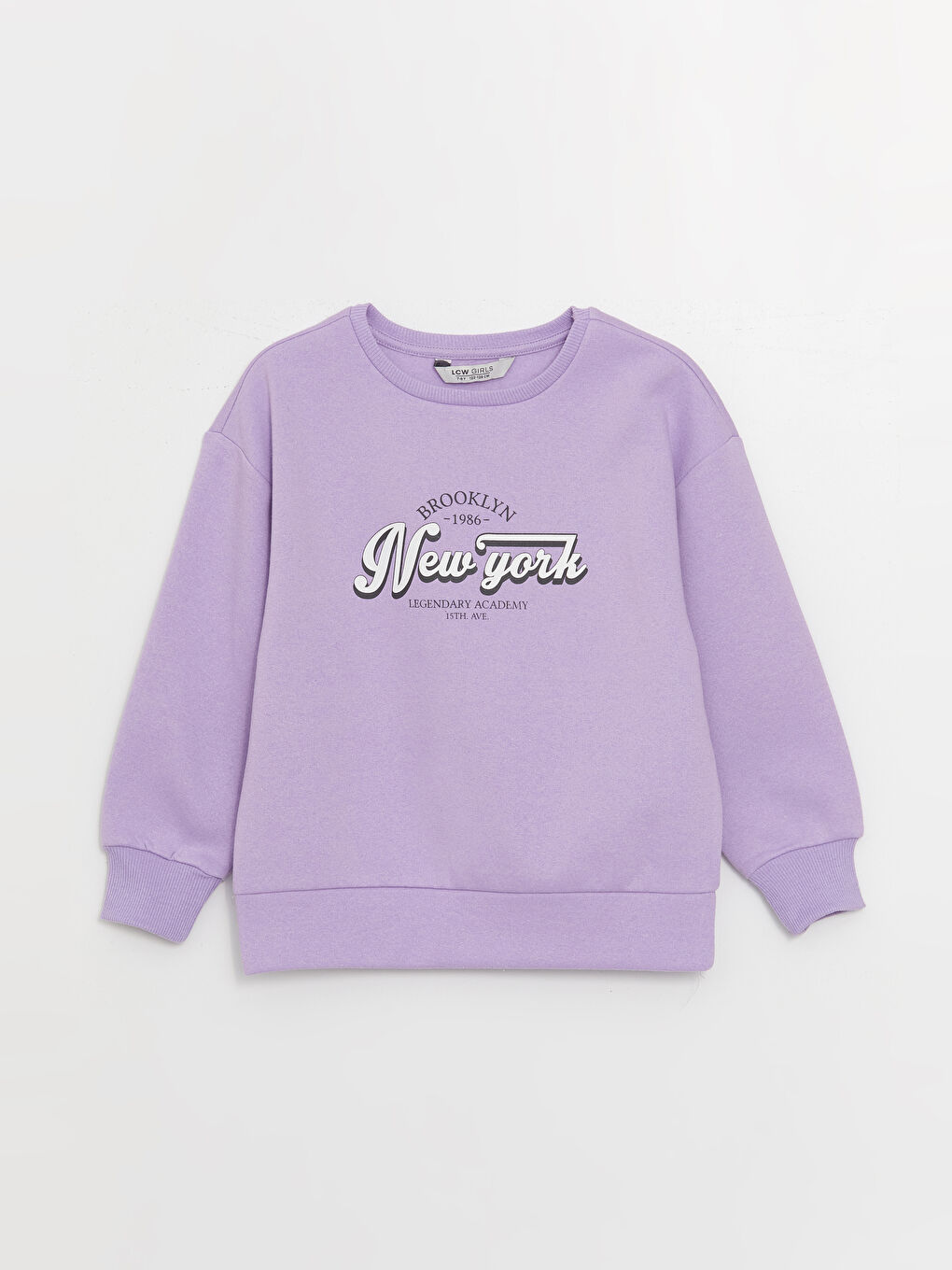 Lila Bisiklet Yaka Baskılı Uzun Kollu Kız Çocuk Sweatshirt