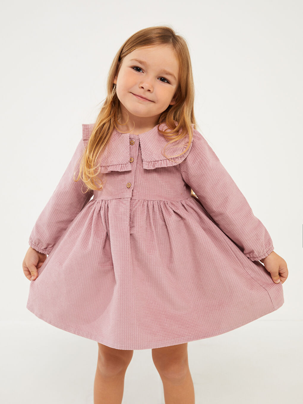 Pembe Bebe Yaka Kız Bebek Elbise