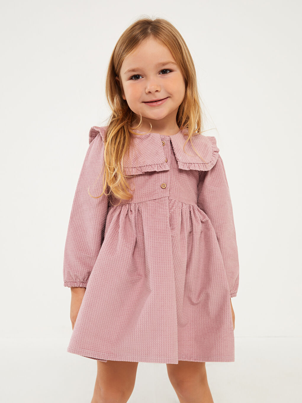 Pembe Bebe Yaka Kız Bebek Elbise-1