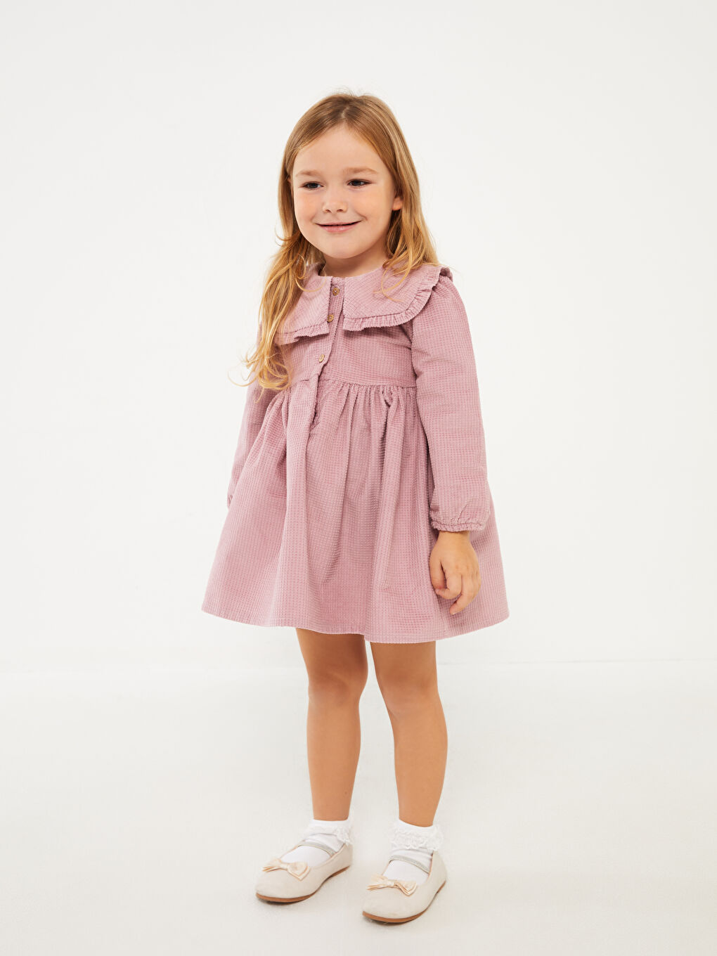 Pembe Bebe Yaka Kız Bebek Elbise-2