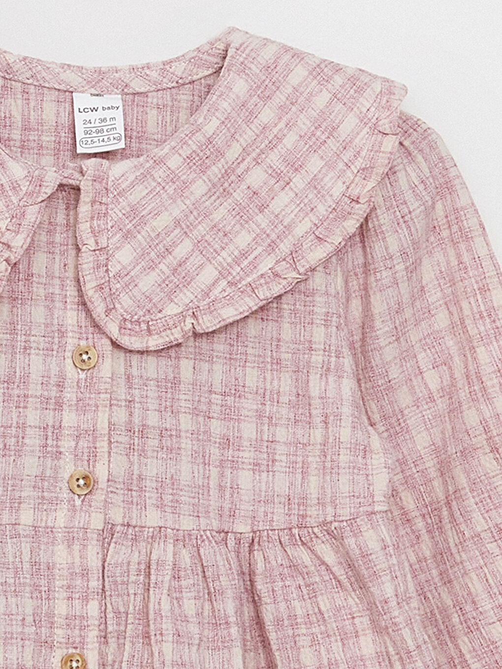 Pembe Bebe Yaka Uzun Kollu Kız Bebek Elbise-3