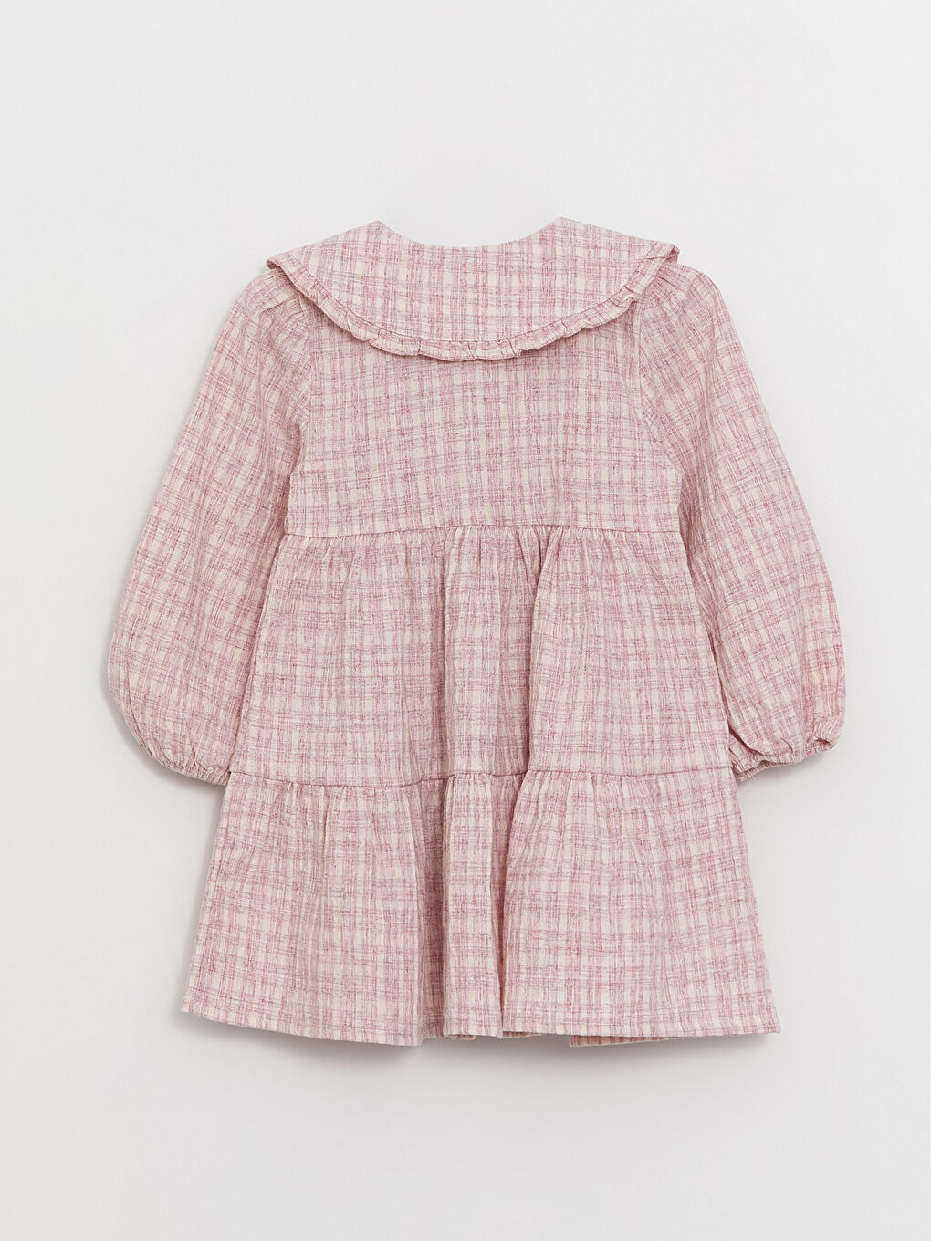 Pembe Bebe Yaka Uzun Kollu Kız Bebek Elbise-4
