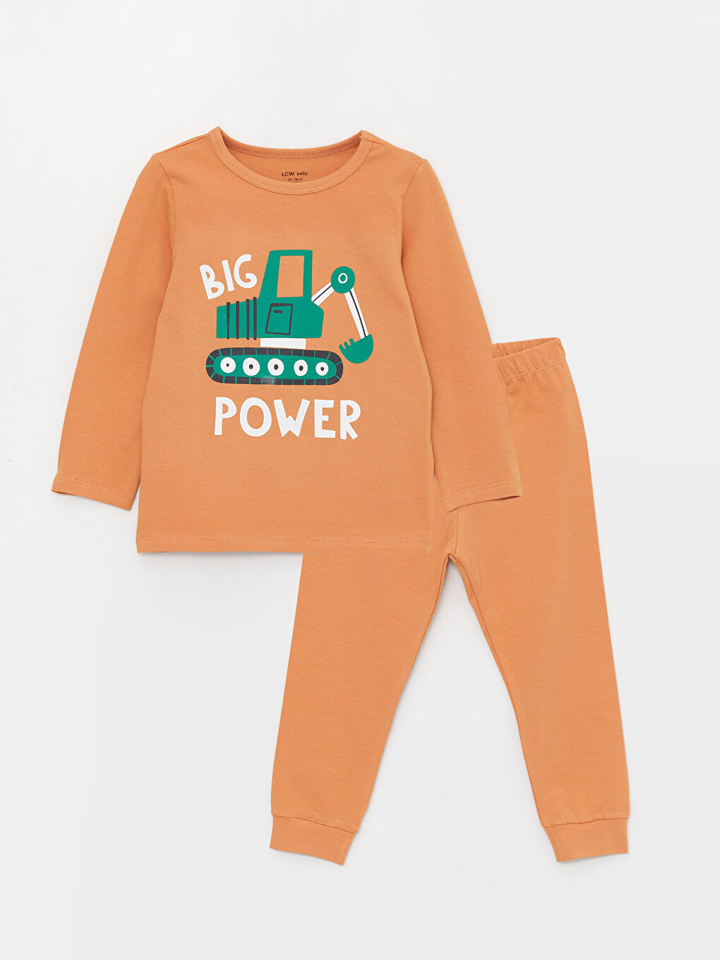 Kahverengi Bisiklet Yaka Baskılı Erkek Bebek Pijama Takımı