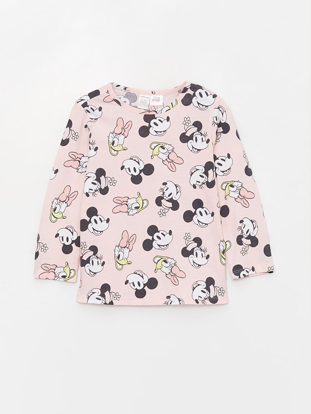 Pembe Bisiklet Yaka Minnie Mouse Baskılı Kız Bebek Pijama Takımı-4