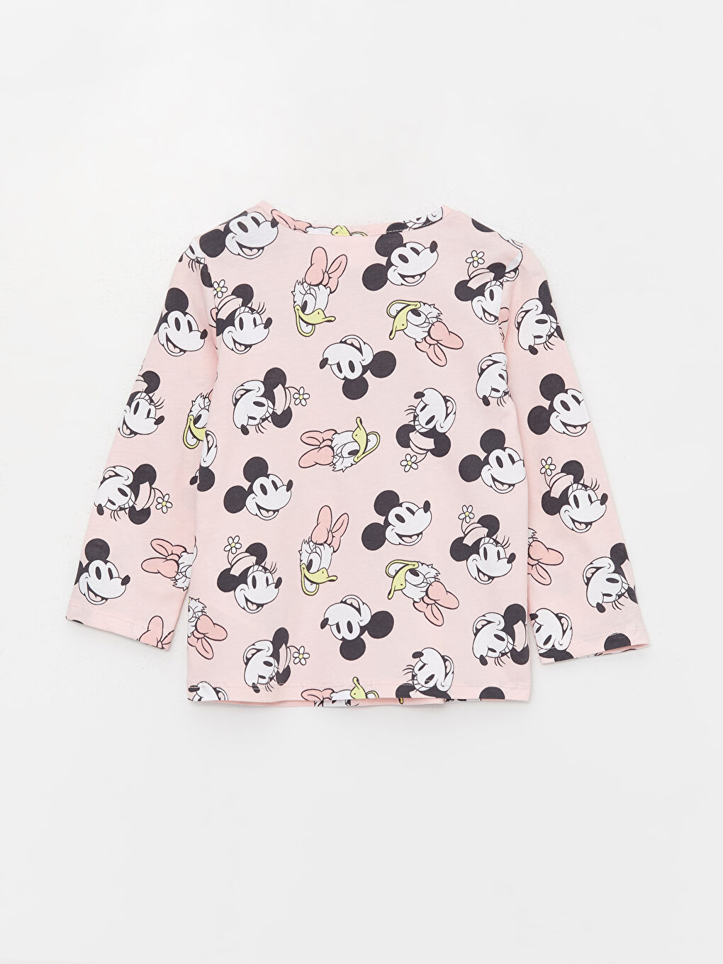 Pembe Bisiklet Yaka Minnie Mouse Baskılı Kız Bebek Pijama Takımı-5