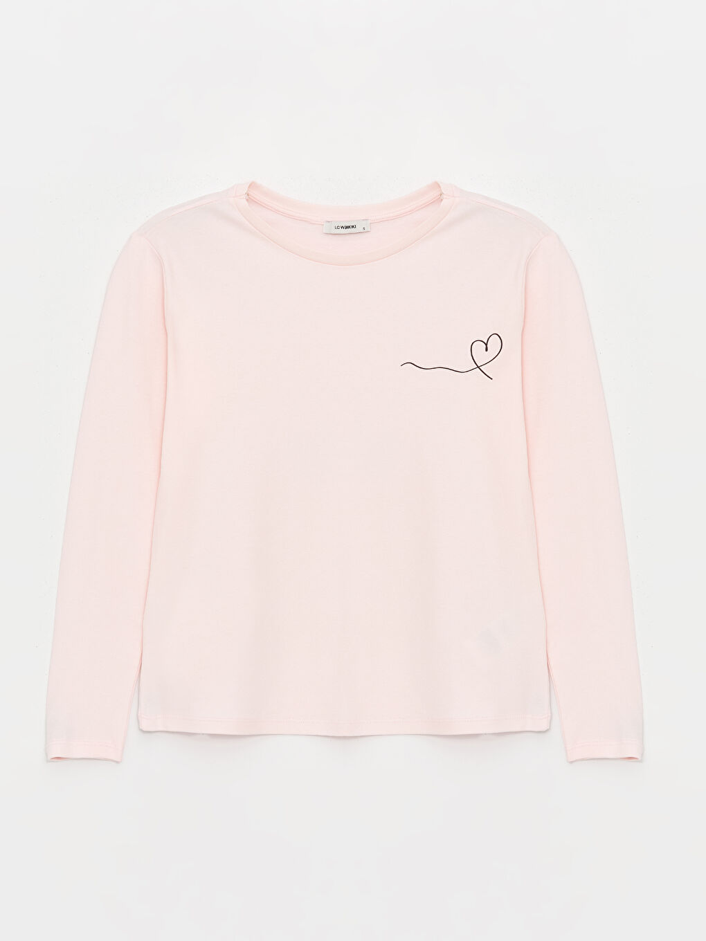 Pembe Bisiklet Yaka Baskılı Kadın Pijama Üst-5