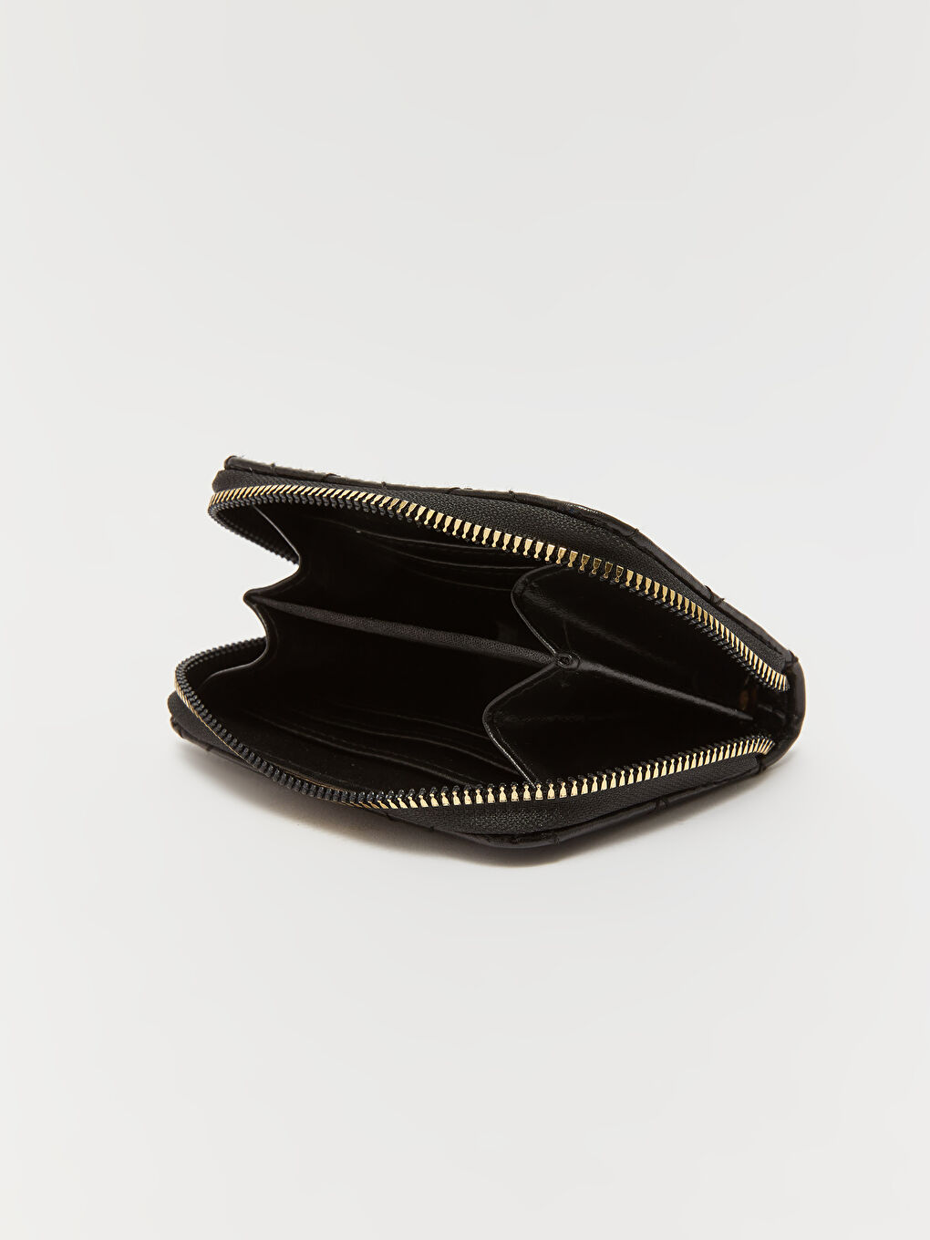 Siyah Deri Görünümlü Kapitoneli Kadın Cüzdan-3