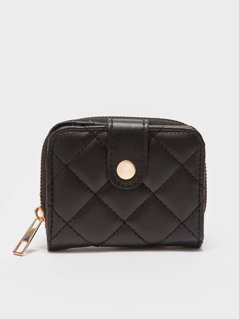 Siyah Deri Görünümlü Kapitone Kadın Cüzdan