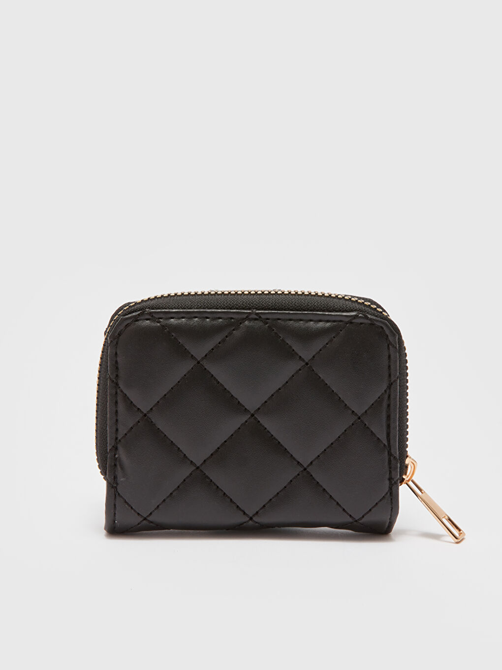 Siyah Deri Görünümlü Kapitone Kadın Cüzdan-2