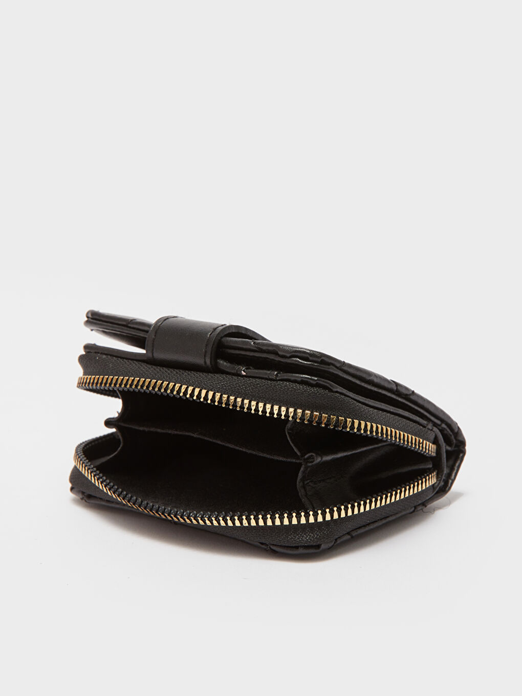 Siyah Deri Görünümlü Kapitone Kadın Cüzdan-4