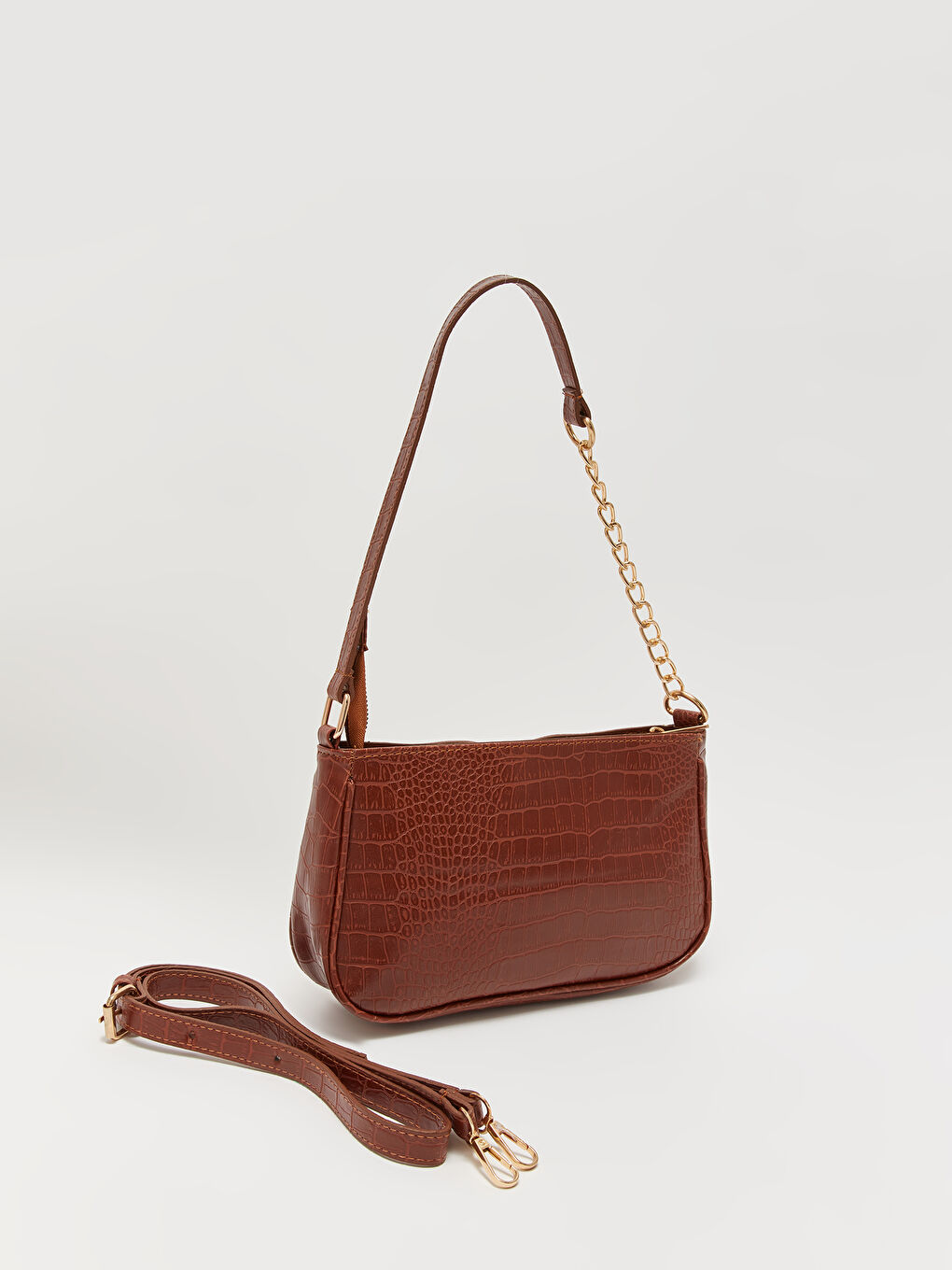 Kahverengi Deri Görünümlü Kadın Kol Çantası-4