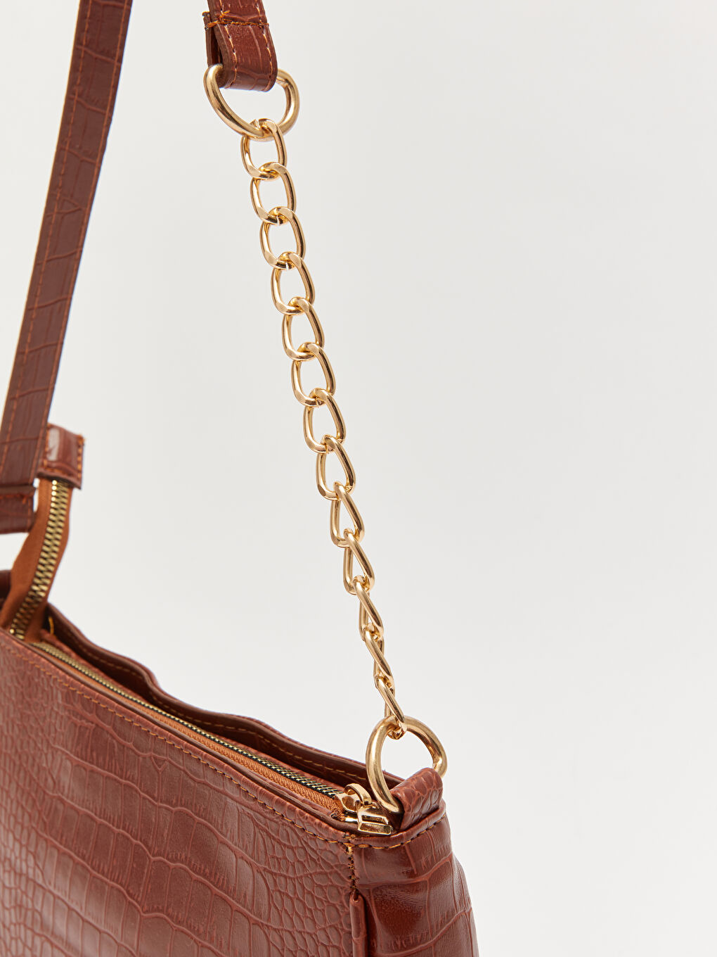 Kahverengi Deri Görünümlü Kadın Kol Çantası-5