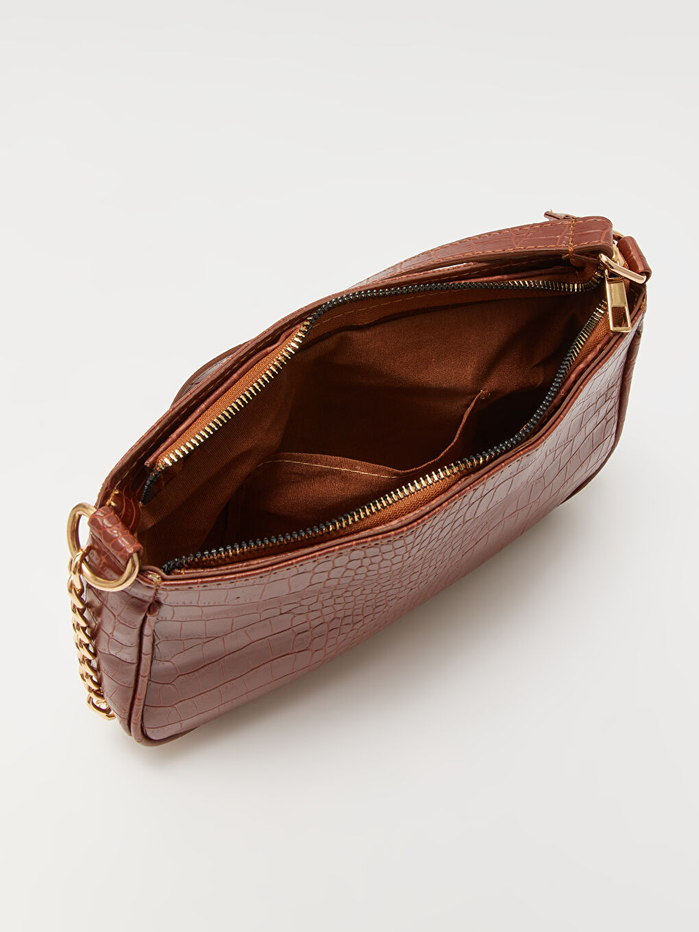 Kahverengi Deri Görünümlü Kadın Kol Çantası-6