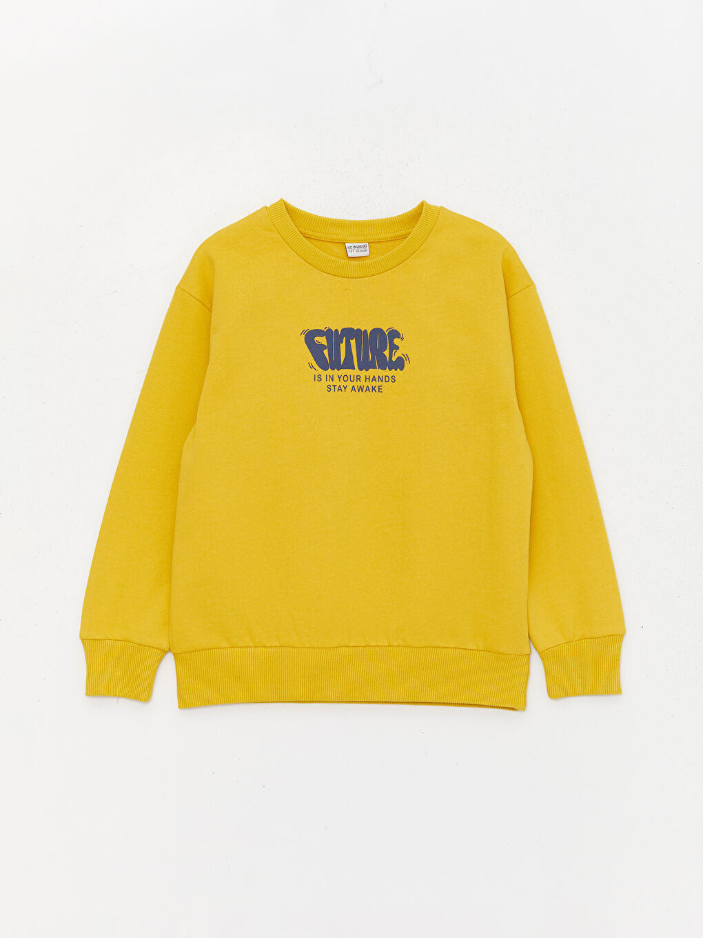 LCW Kids Orta Sarı Bisiklet Yaka Baskılı Uzun Kollu Erkek Çocuk Sweatshirt ve Eşofman Altı - 1