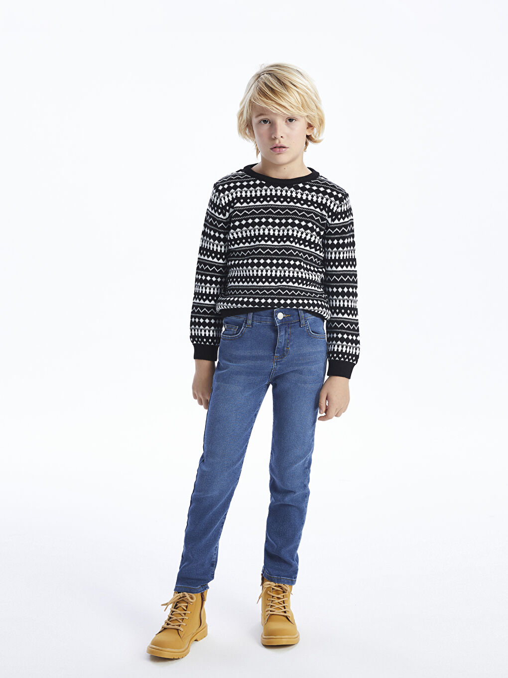 جينز للأولاد بخصر مرن قابل للتعديل-2