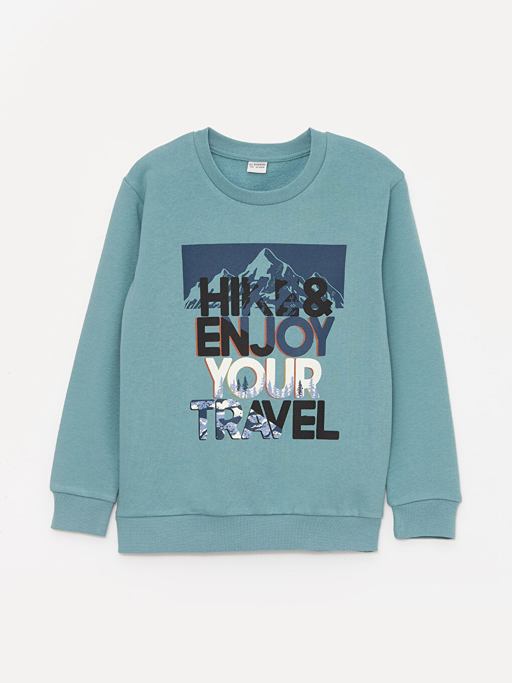 LCW Kids Mat Yeşil Bisiklet Yaka Baskılı Uzun Kollu Erkek Çocuk Sweatshirt - 3