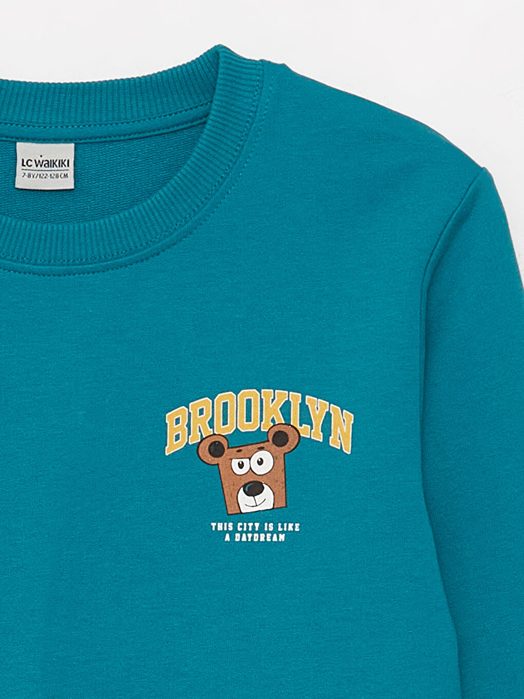 LCW Kids Koyu Suyeşili Bisiklet Yaka Baskılı Uzun Kollu Erkek Çocuk Sweatshirt - 1