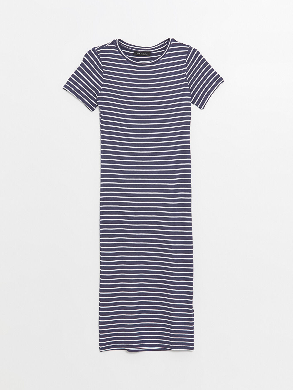 Crew Neck Striped Short Sleeve Women's Dress-5