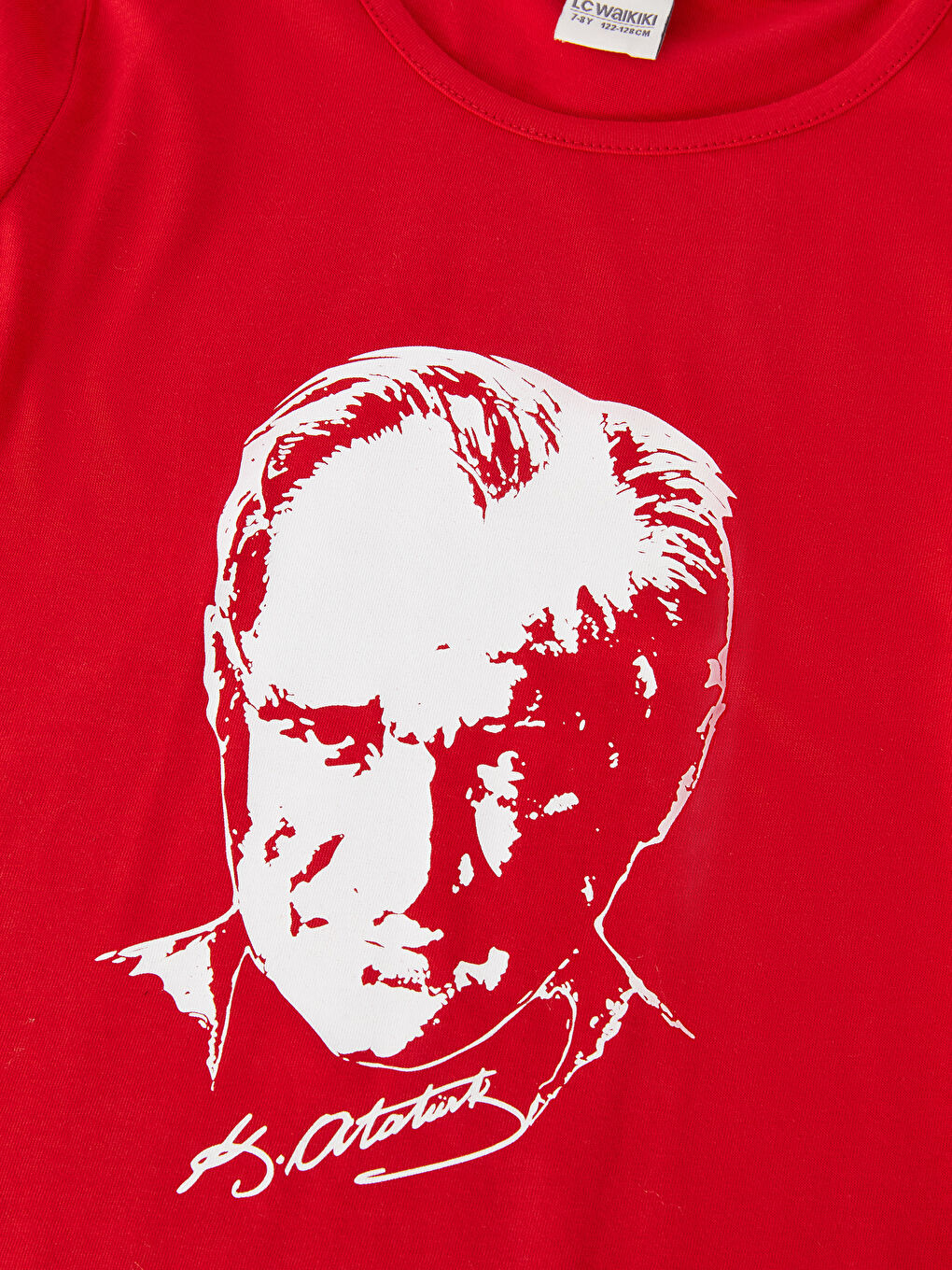 Kırmızı Bisiklet Yaka Atatürk Baskılı Uzun Kollu Kız Çocuk Tişört-3