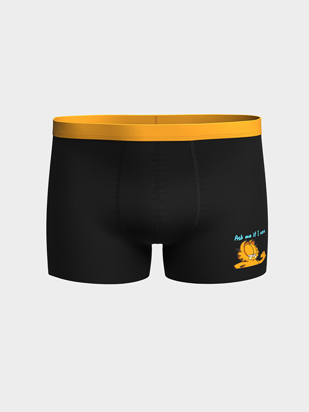 Siyah Standart Kalıp Garfield Baskılı Pamuklu Esnek Erkek Boxer