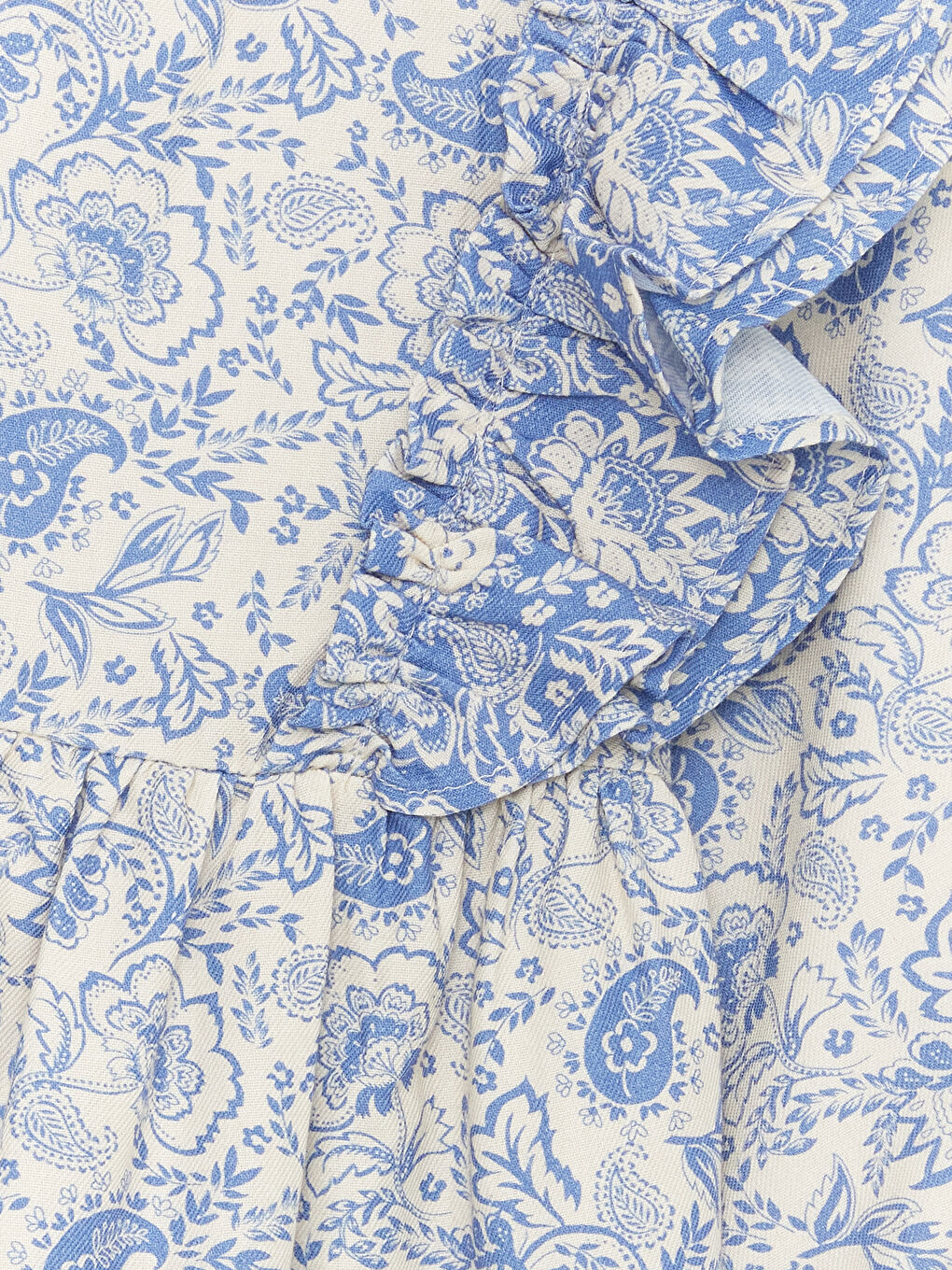 Mavi Bisiklet Yaka Uzun Kollu Kız Bebek Elbise-1