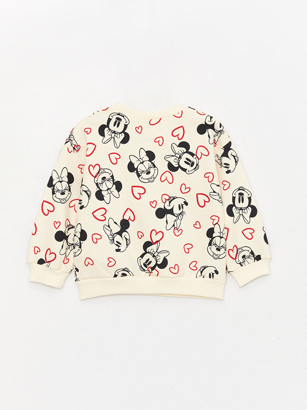 LCW baby Ekru Bisiklet Yaka Uzun Kollu Minnie Mouse Baskılı Kız Bebek Sweatshirt - 1