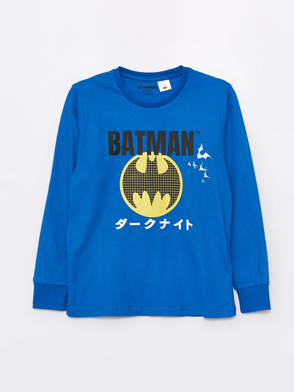 LCW Kids Mavi Bisiklet Yaka Batman Baskılı Erkek Çocuk Pijama Üst