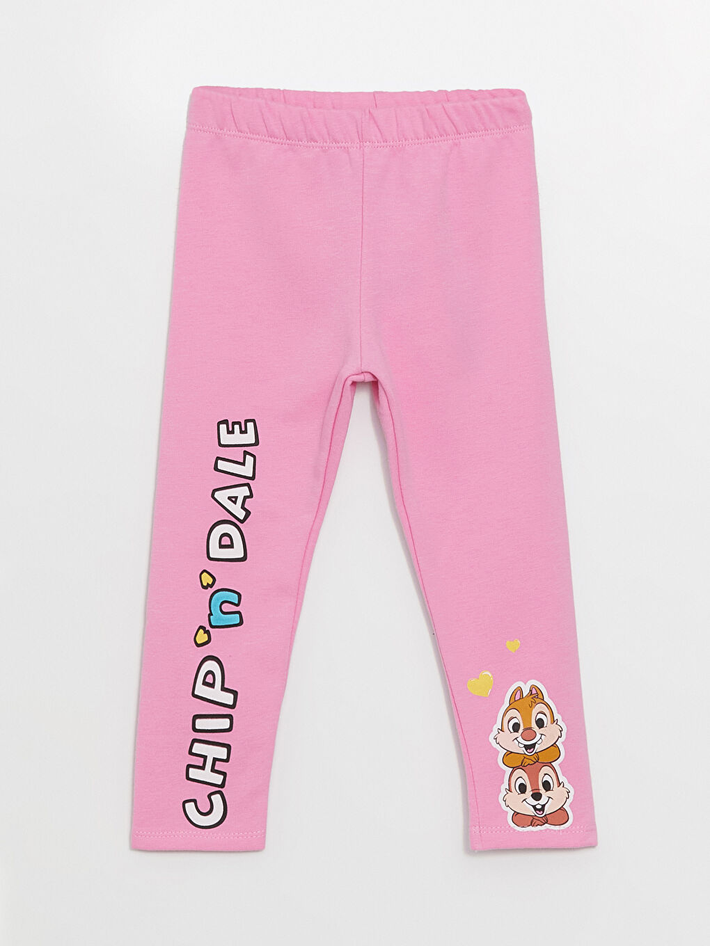Pembe Beli Lastikli Chip'n Dale Baskılı Uzun  Kız Bebek Tayt-2
