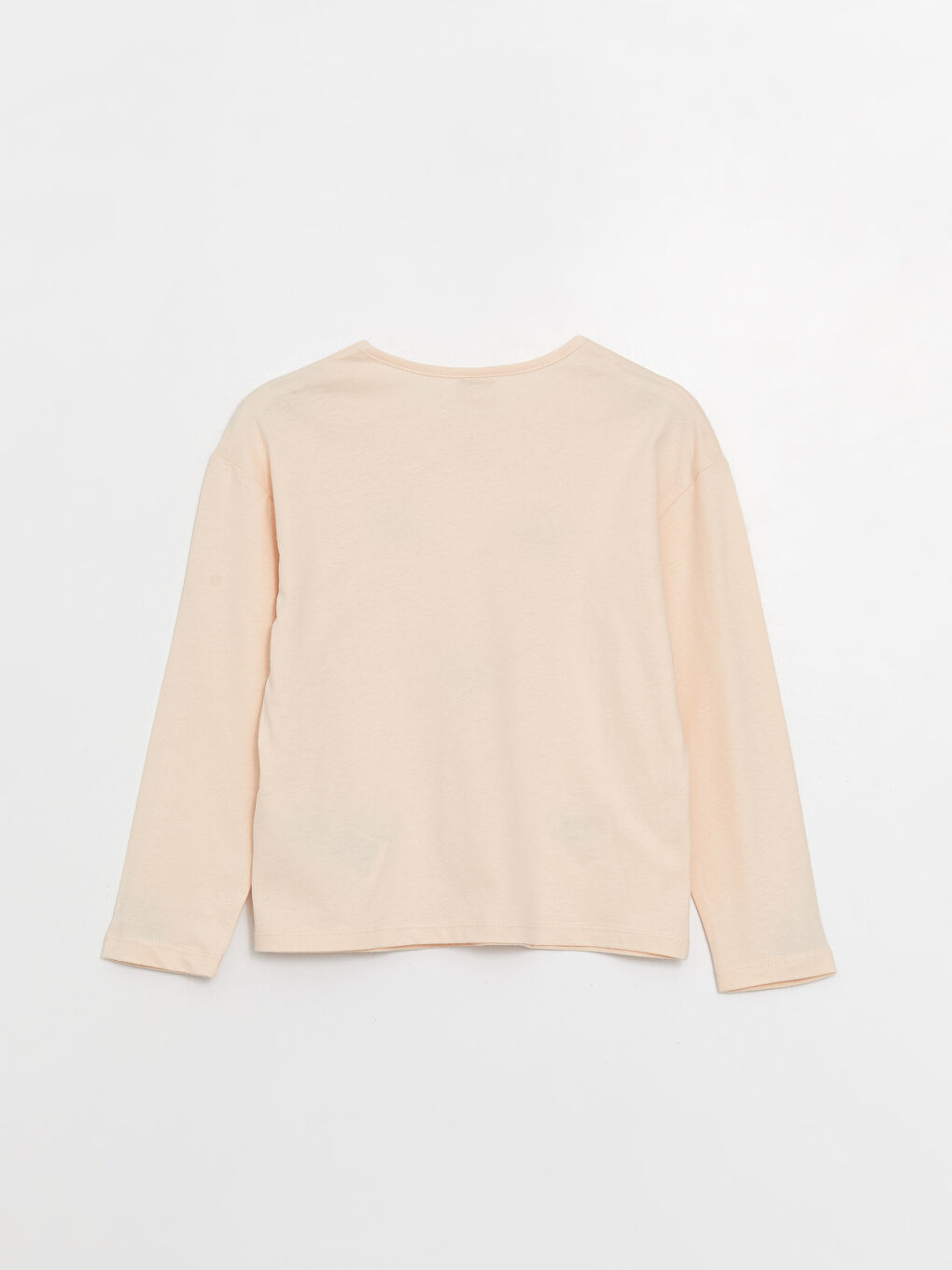 Pembe Bisiklet Yaka Nakışlı Uzun Kollu Kız Çocuk Tişört-1