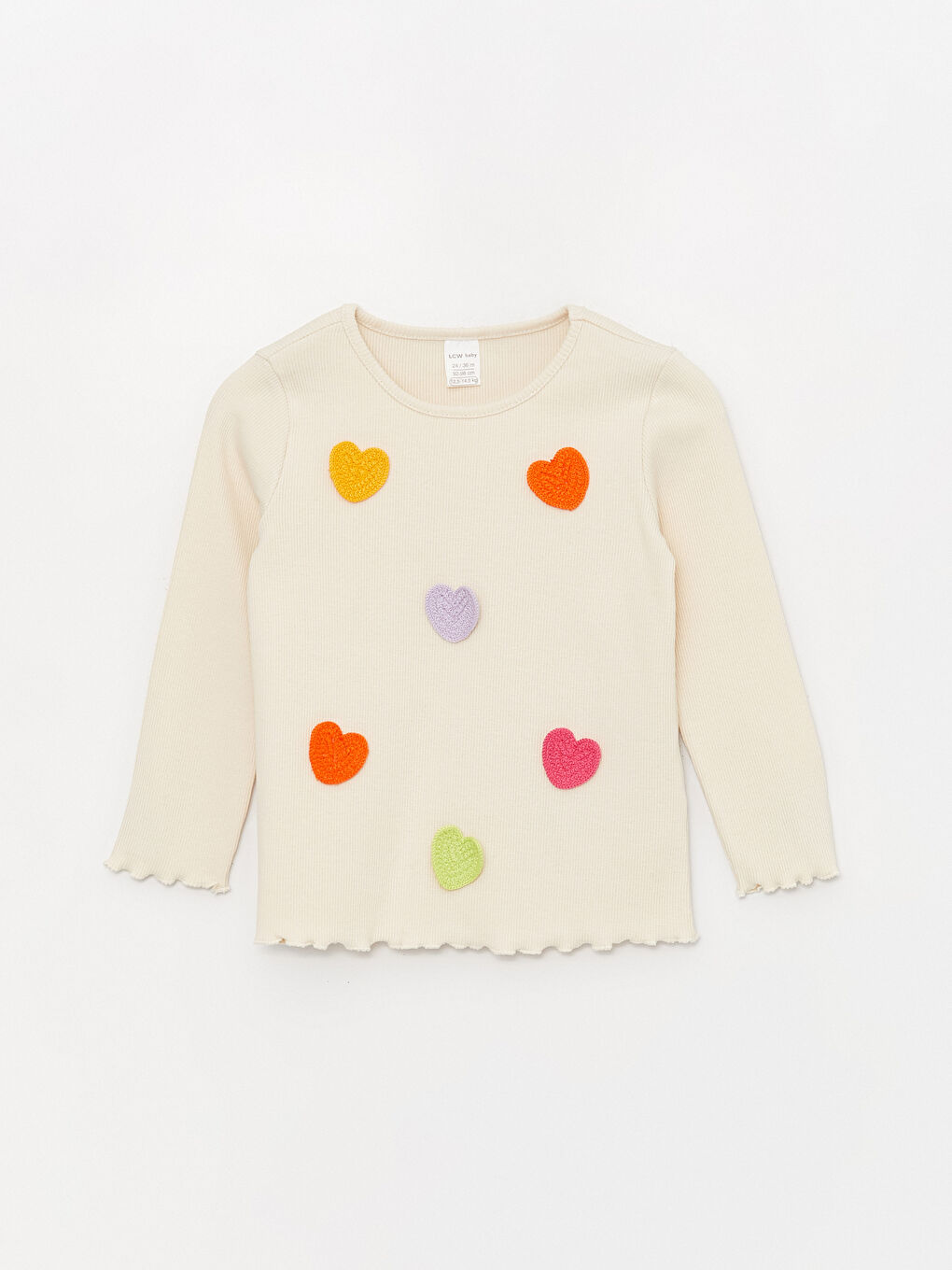 Tricou pentru Bebeluși Fete cu Guler Rotund și Mânecă Lungă Brodat-1