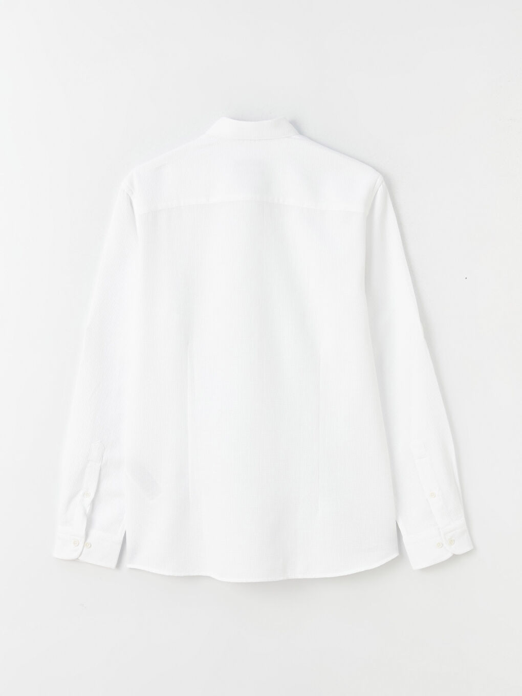 Beyaz Slim Fit Uzun Kollu Armürlü Erkek Gömlek-7