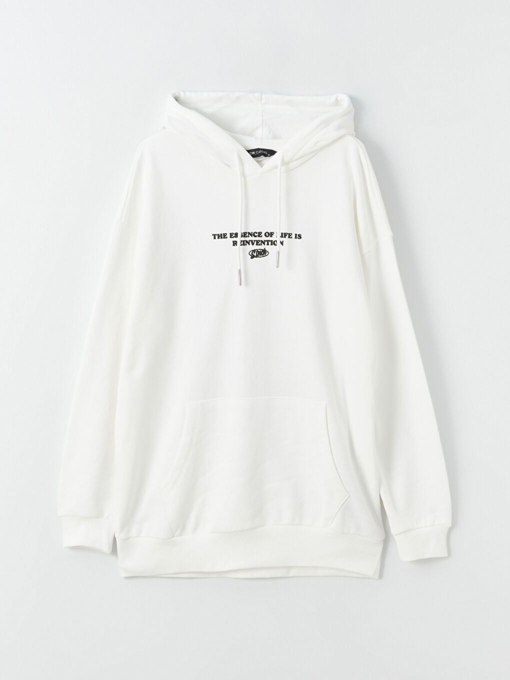 LCW Casual Kırık Beyaz Uzun Kollu Baskılı Erkek Hoodie - 5