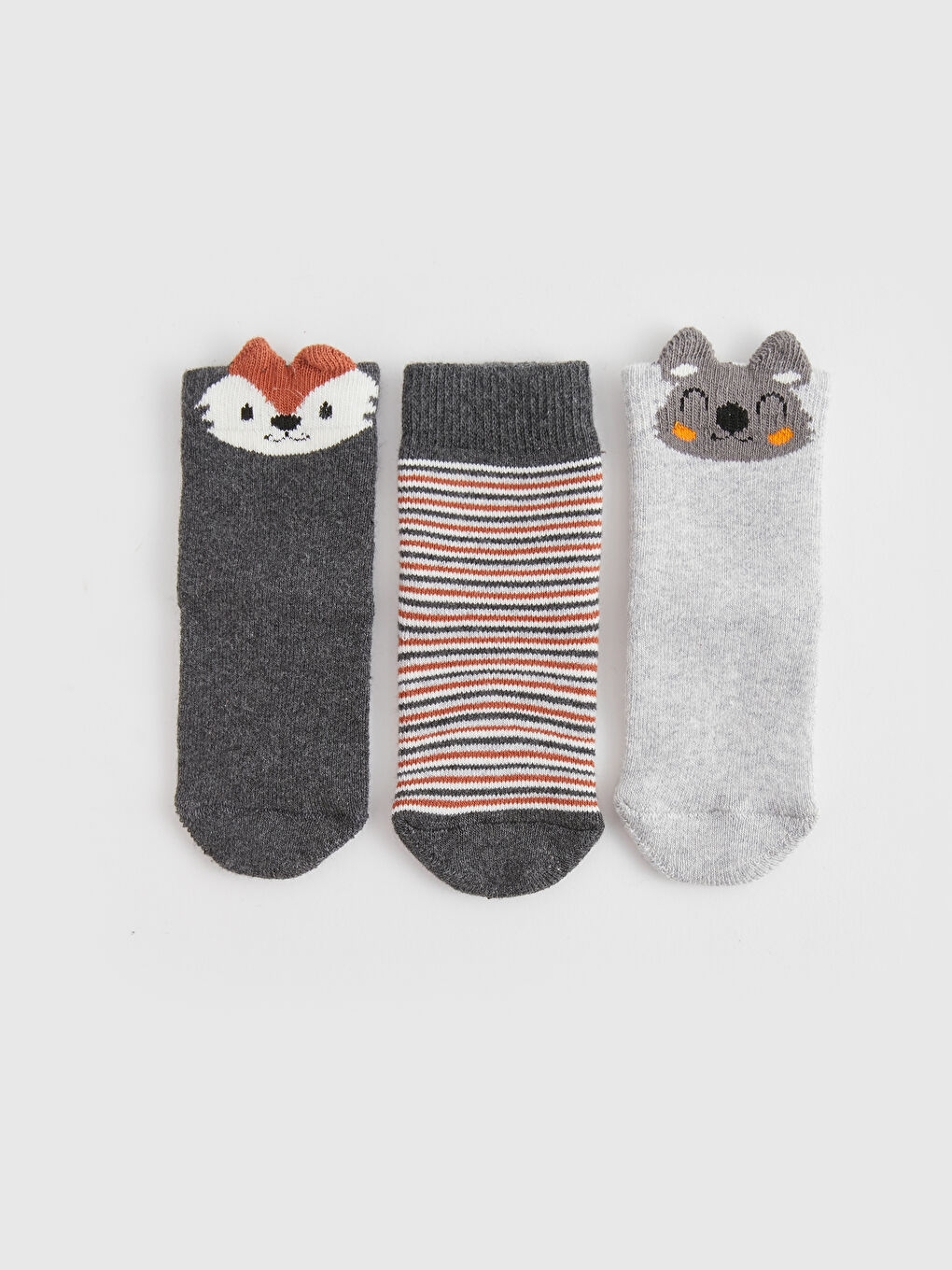 Antrasit Desenli Erkek Bebek Soket Çorap 3'lü