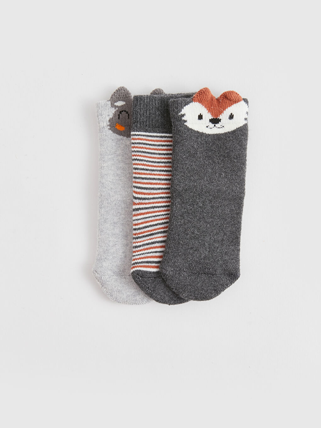 Antrasit Desenli Erkek Bebek Soket Çorap 3'lü-2