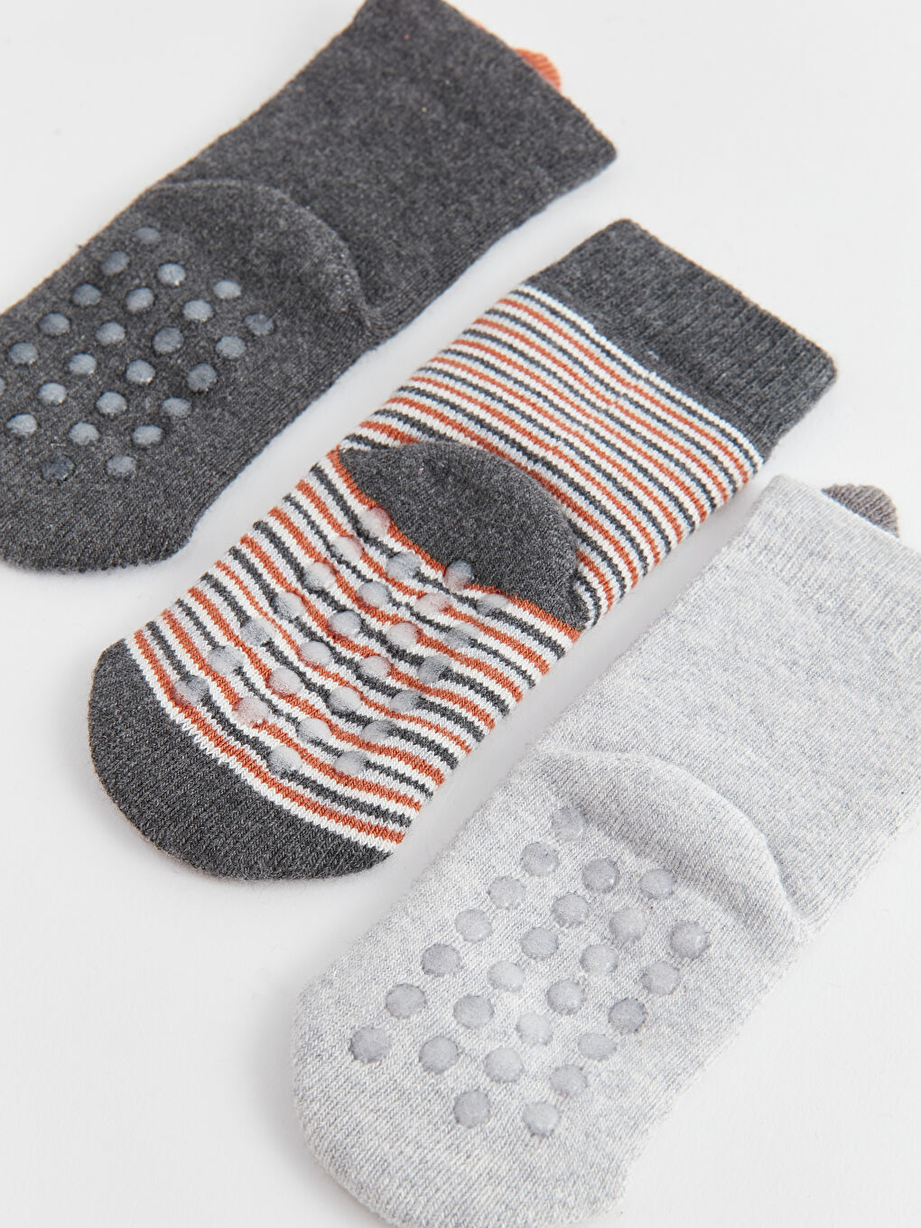 Antrasit Desenli Erkek Bebek Soket Çorap 3'lü-3