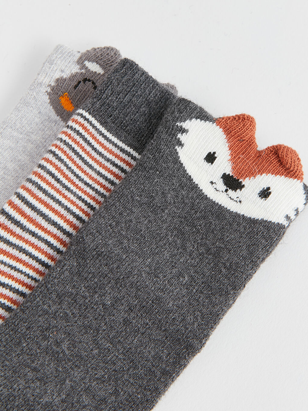 Antrasit Desenli Erkek Bebek Soket Çorap 3'lü-4