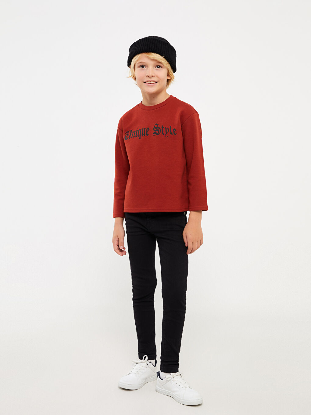 LCW Kids Turuncu Bisiklet Yaka Baskılı Uzun Kollu Erkek Çocuk Sweatshirt - 1