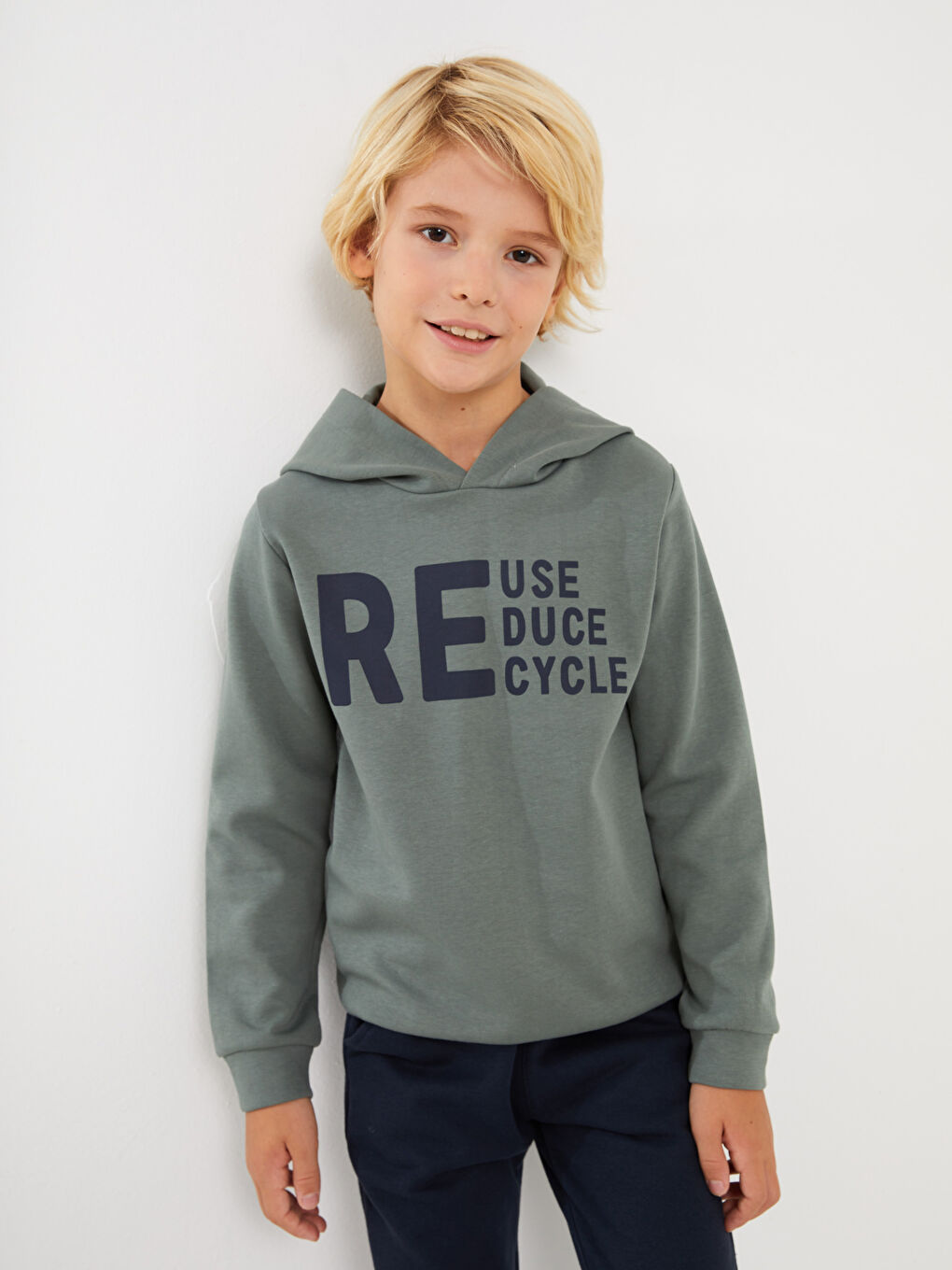 LCW Kids Su Yeşili Baskılı Uzun Kollu Erkek Çocuk Hoodie - 2