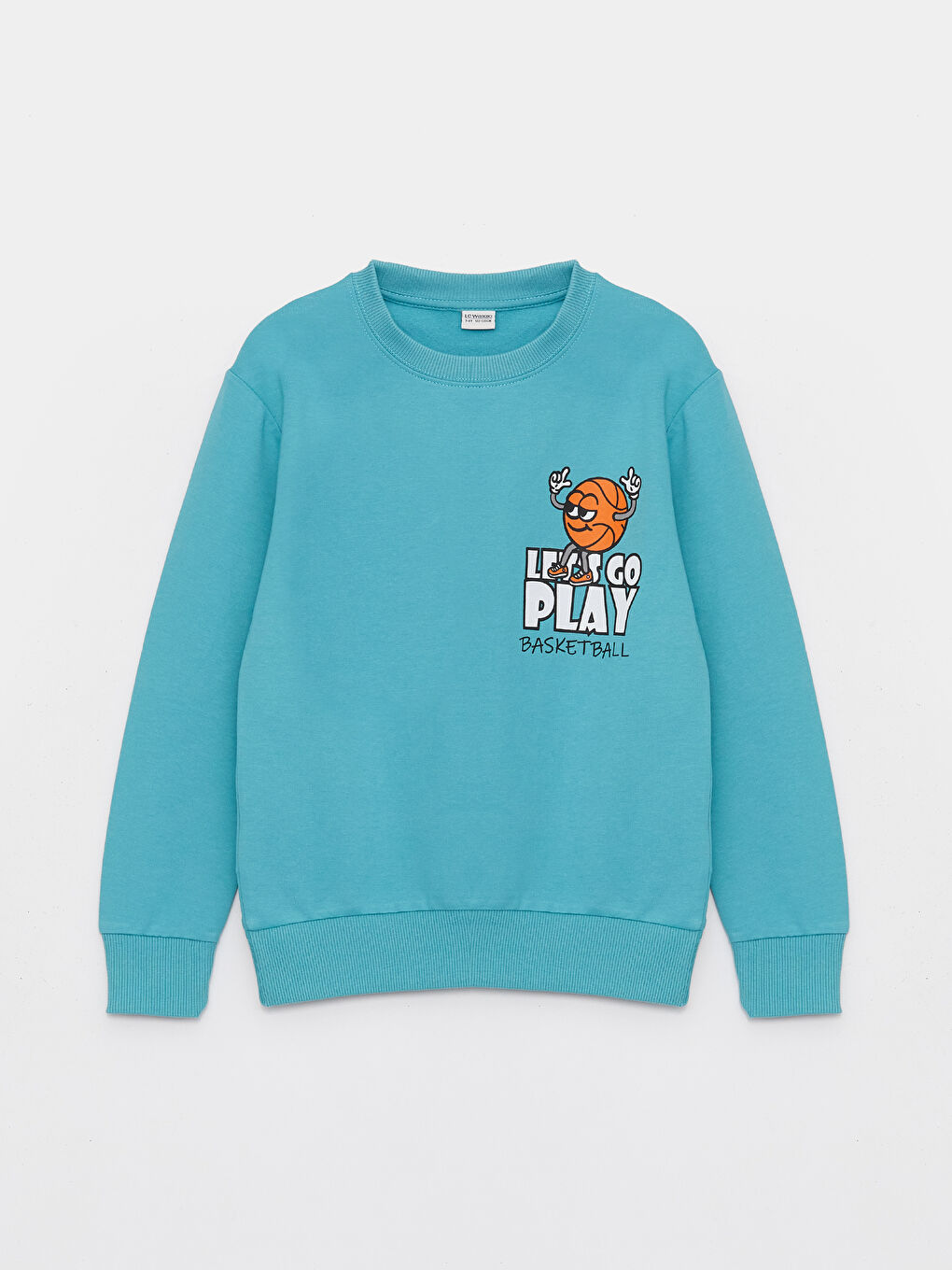 LCW Kids Mat Turkuaz Bisiklet Yaka Baskılı Uzun Kollu Erkek Çocuk Sweatshirt - 3