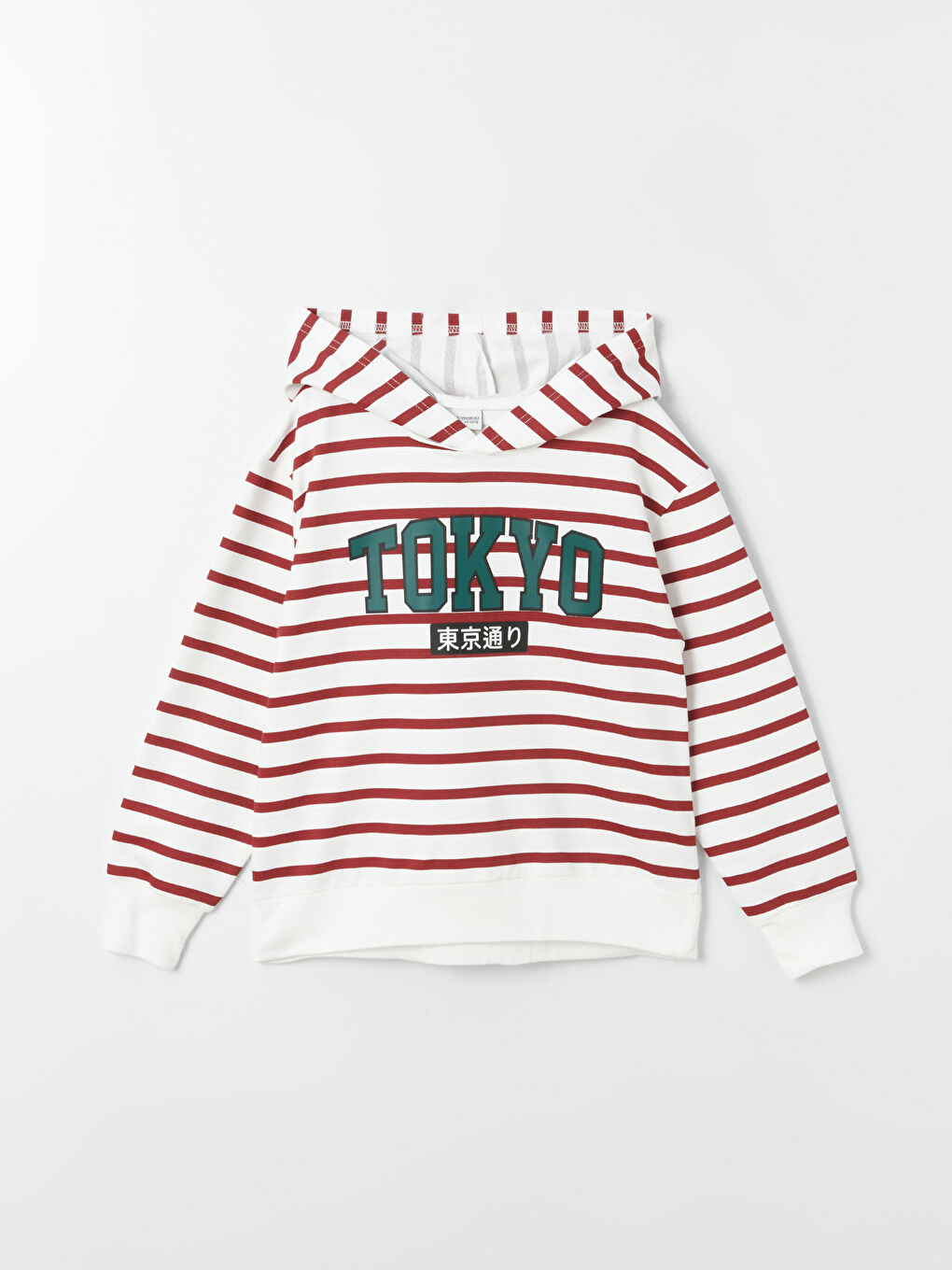 LCW Kids Bordo Baskılı Rahat Kalıp Çizgili Erkek Çocuk Hoodie