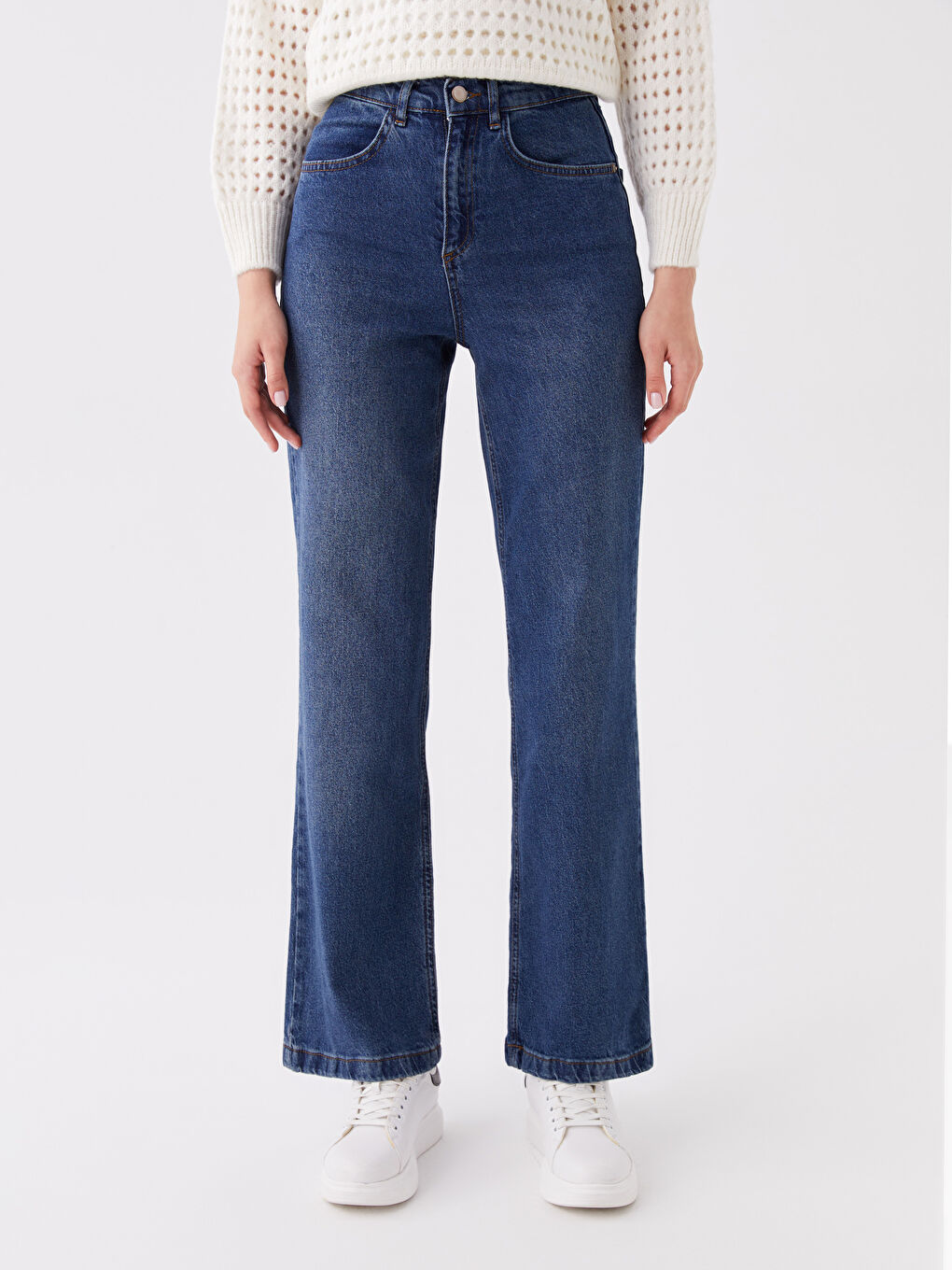 LCW Jeans Orta İndigo Rodeo Mars Flare Kadın Jean Pantolon - 2