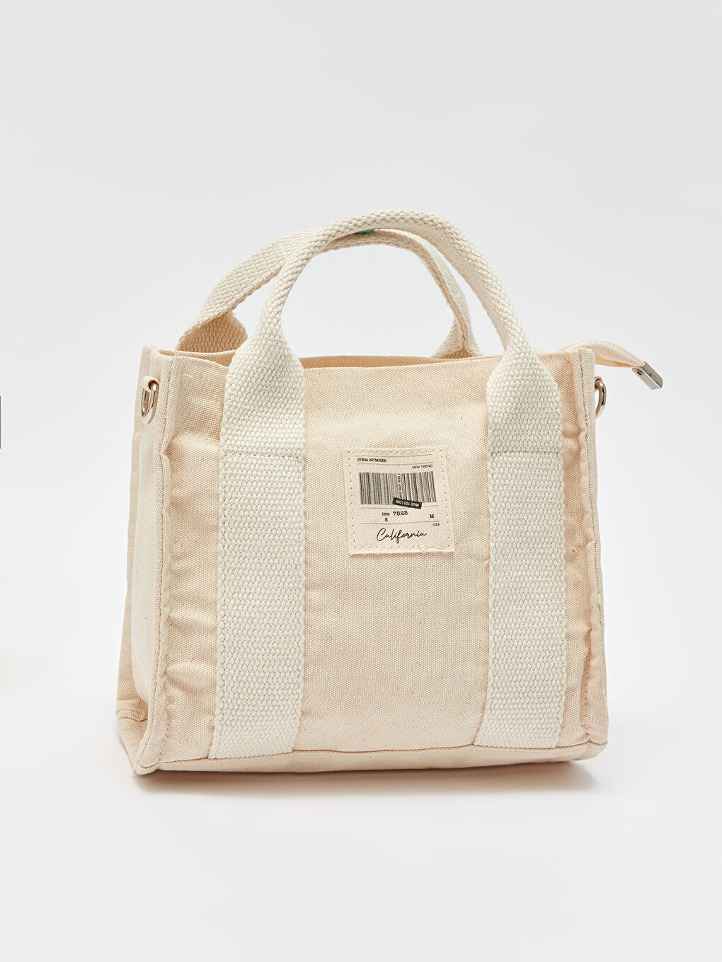 Ekru Etiket Baskılı Kadın El Çantası-2