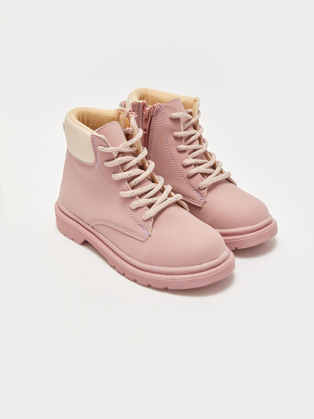 Pembe Bağcıklı Kalın Taban Kız Çocuk Bot