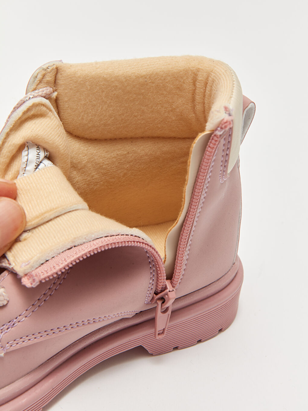 Pembe Bağcıklı Kalın Taban Kız Çocuk Bot-5