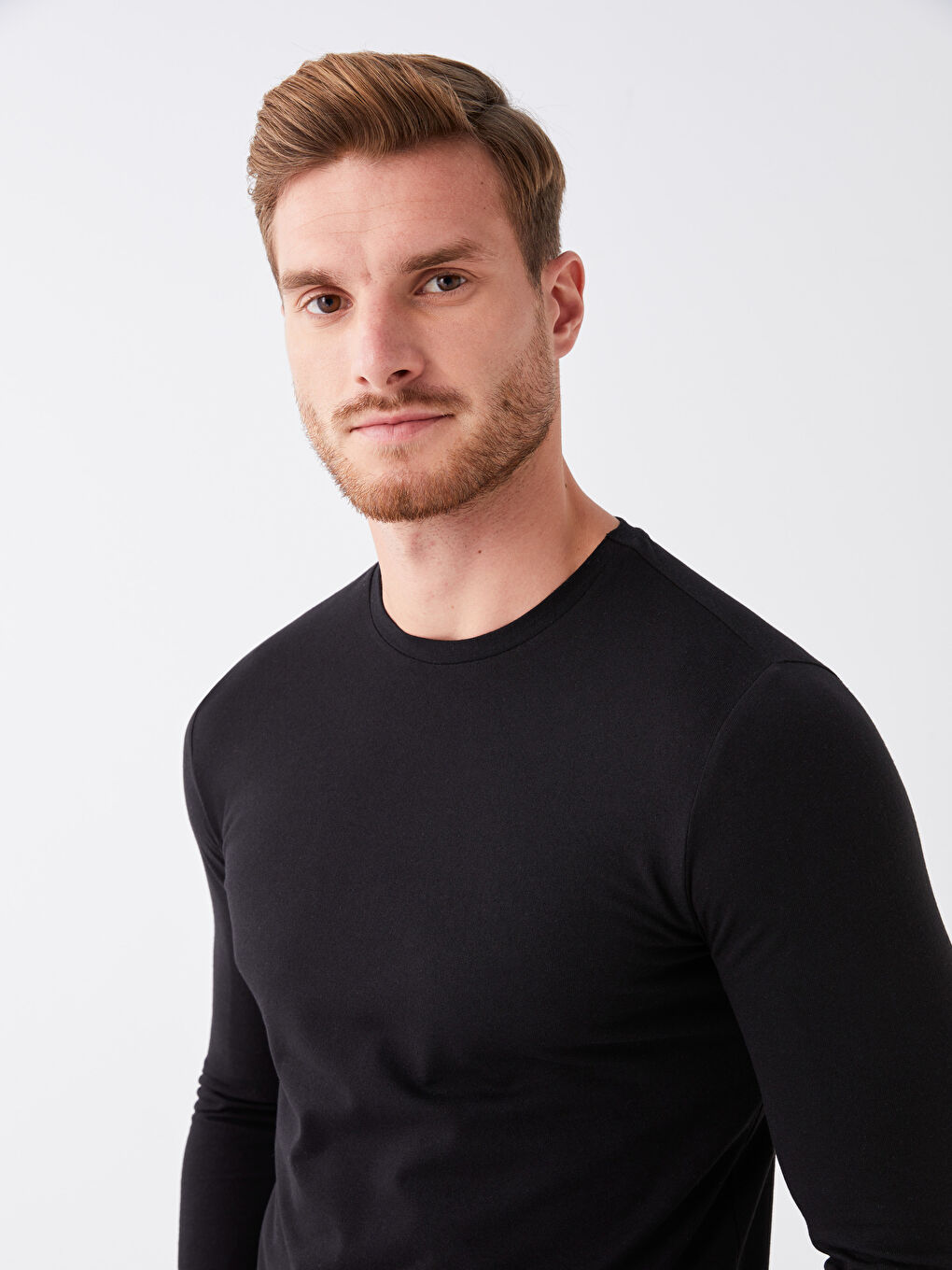 Hanorac cu Mânecă Lungă și Guler Rotund pentru Bărbați-2