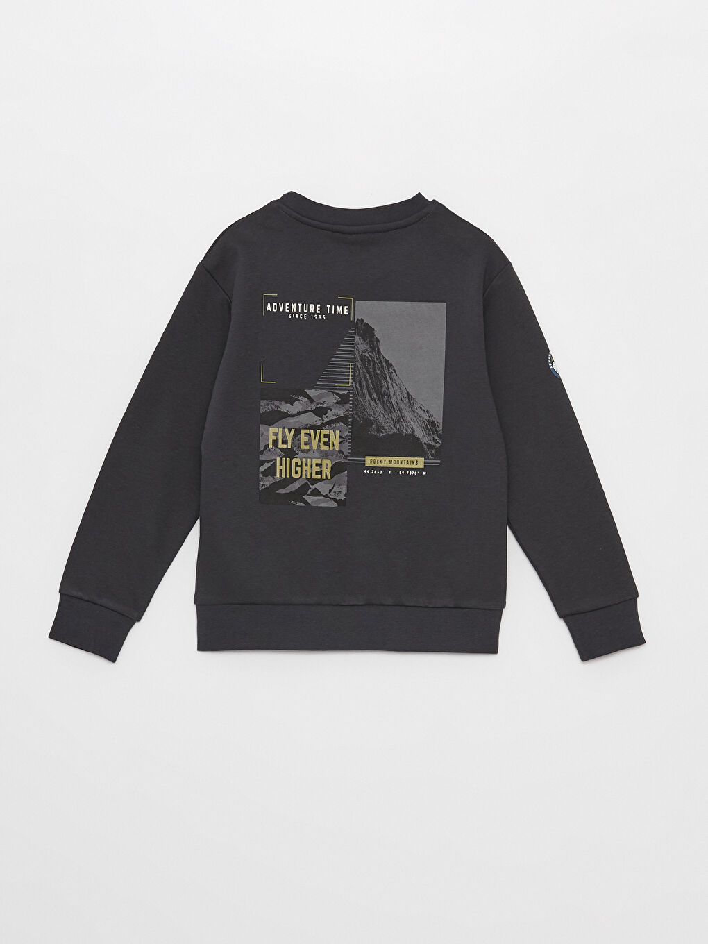 Antrasit Bisiklet Yaka Baskılı Uzun Kollu Erkek Çocuk Sweatshirt ve Eşofman Altı-3