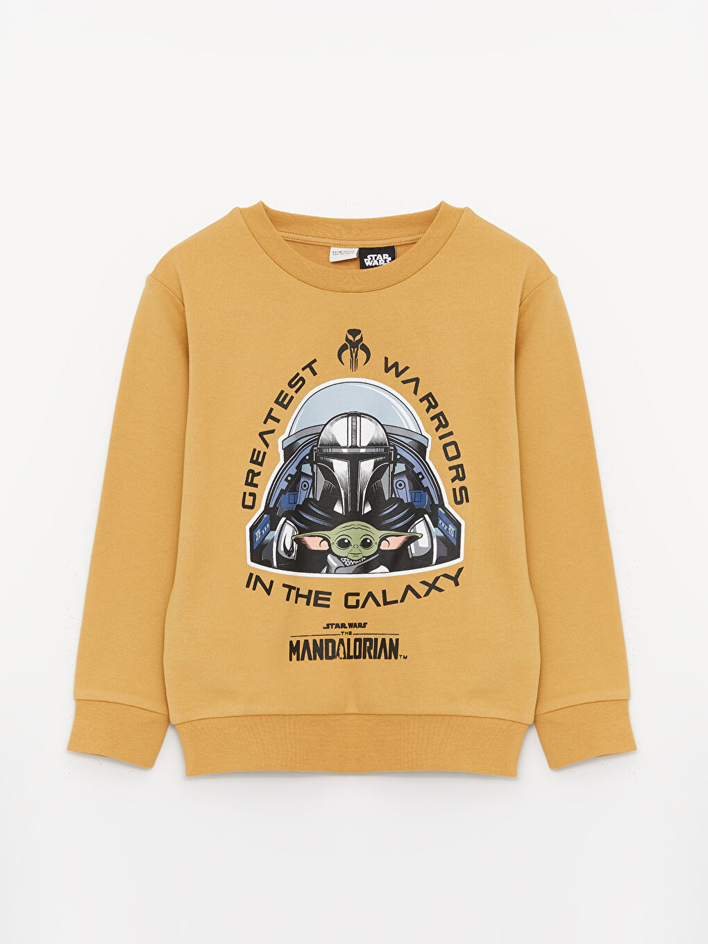 LCW Kids Koyu Bej Bisiklet Yaka Star Wars Baskılı Uzun Kollu Erkek Çocuk Sweatshirt