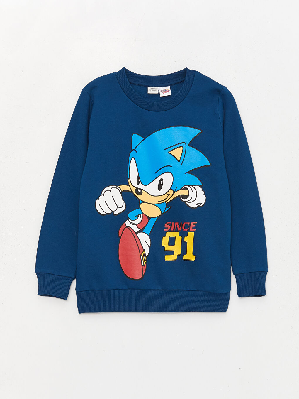 LCW Kids Petrol Bisiklet Yaka Sonic Baskılı Uzun Kollu Erkek Çocuk Sweatshirt